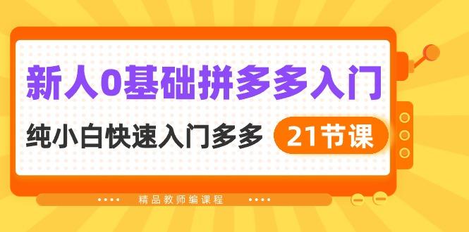 新人0基础拼多多入门，​纯小白快速入门多多(21节课-轻创网