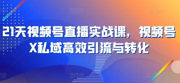 21天视频号直播实战课，视频号X私域高效引流与转化-轻创网
