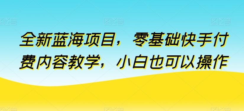 全新蓝海项目，零基础快手付费内容教学，小白也可以操作【揭秘】-轻创网