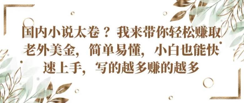 国内小说太卷 ?带你轻松赚取老外美金，简单易懂，小白也能快速上手，写的越多赚的越多【揭秘】-轻创网