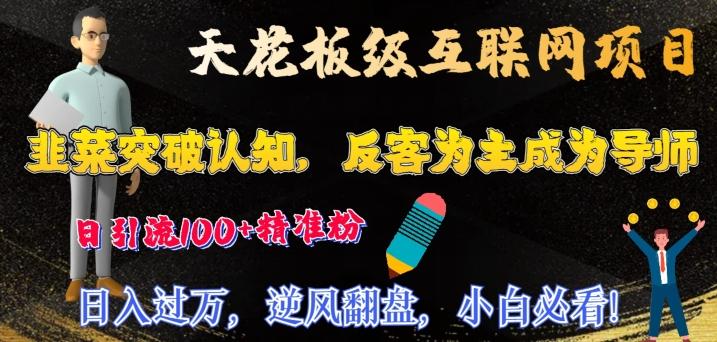 天花板级互联网项目，韭菜突破认知，反客为主成为导师，日引流100+精准粉-轻创网