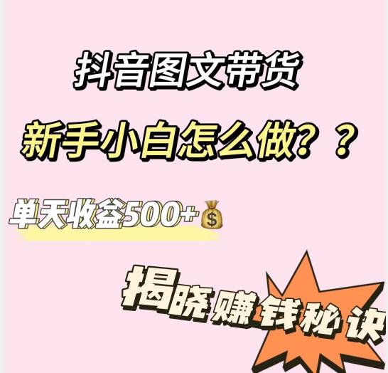 抖音图文带货，新手小白怎么做？单天收益500+【揭秘赚钱秘诀】-轻创网