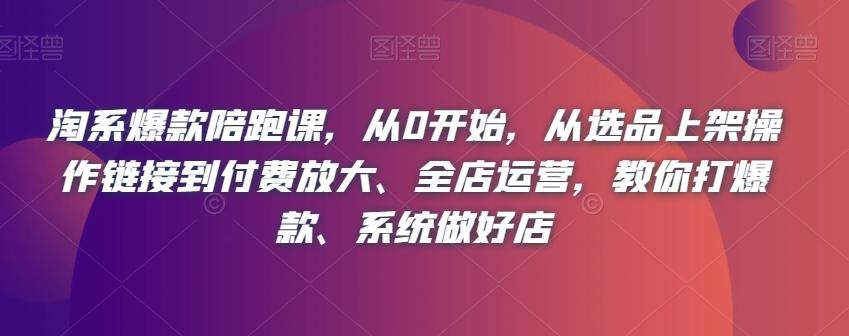 淘系爆款陪跑课，从0开始，从选品上架操作链接到付费放大、全店运营，教你打爆款、系统做好店-轻创网