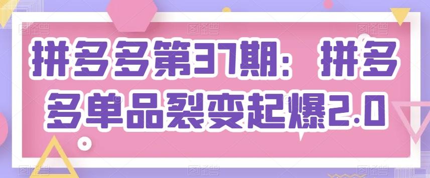 拼多多第37期：拼多多单品裂变起爆2.0-轻创网