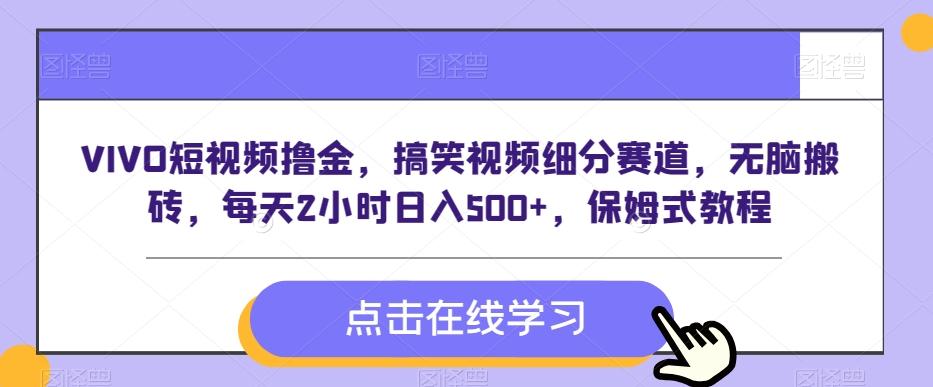 VIVO短视频撸金，搞笑视频细分赛道，无脑搬砖，每天2小时日入500+，保姆式教程-轻创网