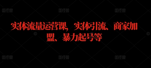 实体流量运营课，实体引流、商家加盟、暴力起号等-轻创网