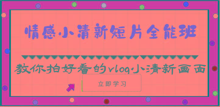 情感小清新短片全能班-教你拍好看的vlog小清新画面(30节课)-轻创网