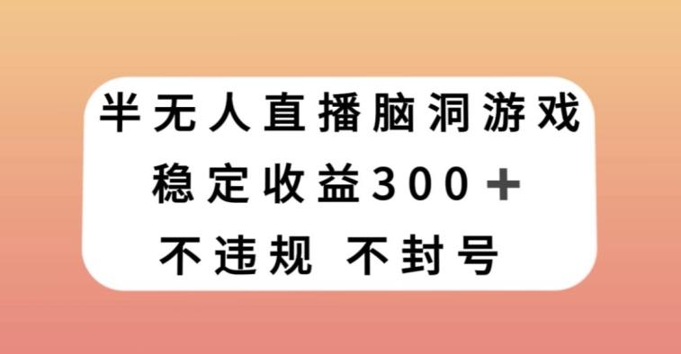 半无人直播脑洞小游戏，每天收入300+，保姆式教学小白轻松上手【揭秘】-轻创网