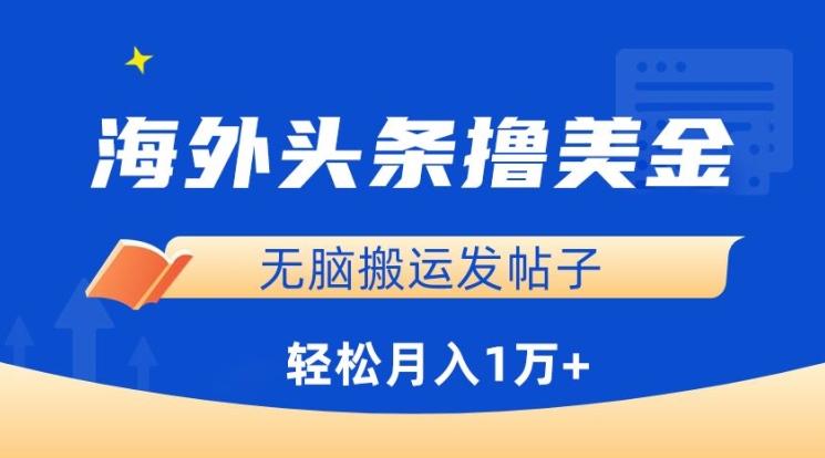 海外头条撸美金，无脑搬运发帖子，月入1万+，小白轻松掌握【揭秘】-轻创网