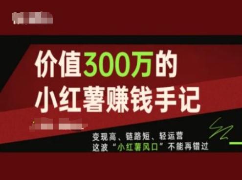 价值300万的小红书赚钱手记，变现高、链路短、轻运营，这波“小红薯风口”不能再错过-轻创网