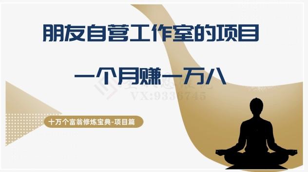 十万个富翁修炼宝典之16.朋友自营工作室的项目，一个月赚一万八-轻创网