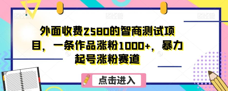 外面收费2580的智商测试项目，一条作品涨粉1000+，暴力起号涨粉赛道【揭秘】-轻创网