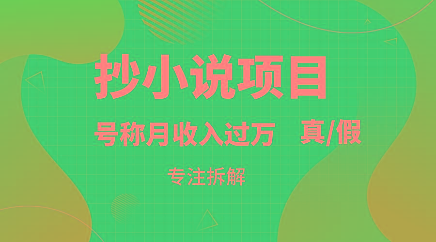抄小说项目，号称月入过万，到底是否真实，能不能做，详细拆解-轻创网