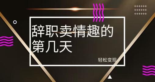 冷门赛道，辞职卖情趣的第几天，超暴力项目-轻创网