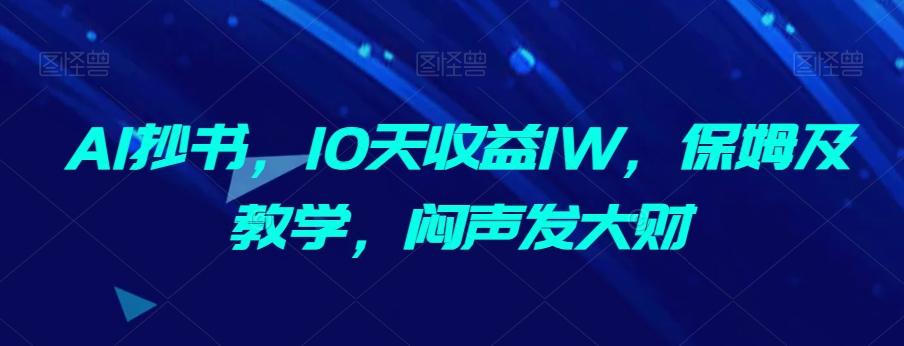 AI抄书，10天收益1W，保姆及教学，闷声发大财-轻创网