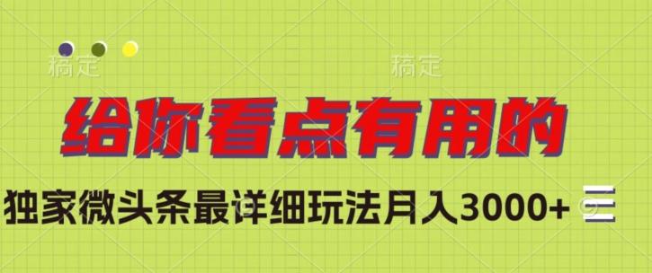 独家微头条最详细玩法，月入3000+【揭秘】-轻创网