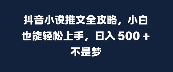 抖音小说推文全攻略，小白也能轻松上手，日入 5张+ 不是梦【揭秘】-轻创网