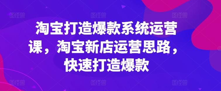 淘宝打造爆款系统运营课，淘宝新店运营思路，快速打造爆款-轻创网