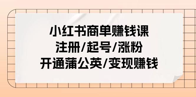 小红书商单赚钱课：注册/起号/涨粉/开通蒲公英/变现赚钱(25节课)-轻创网