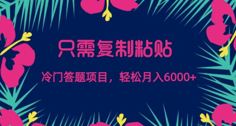 只需复制粘贴，冷门答题项目，轻松月入6000-轻创网
