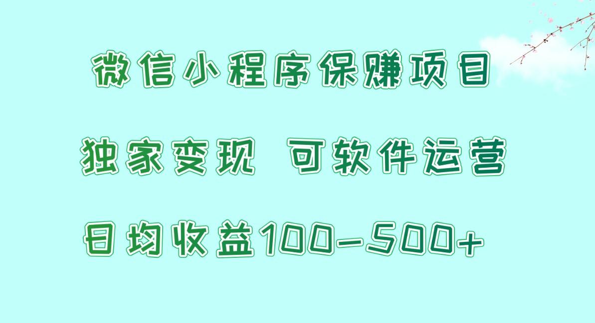 微信小程序保赚项目，日均收益100~500+，独家变现，可软件运营-轻创网