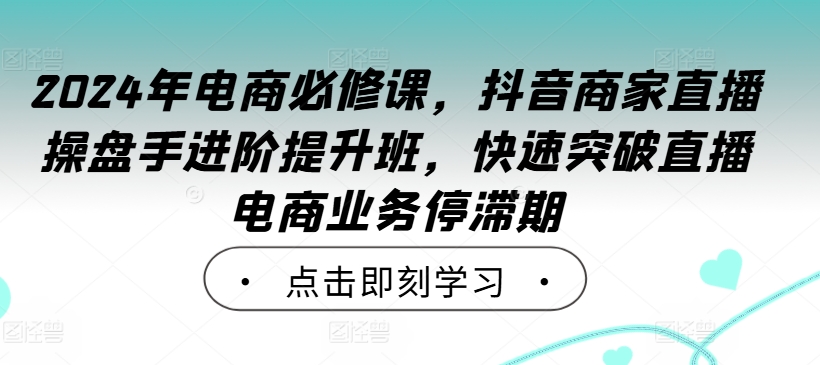 2024年电商必修课，抖音商家直播操盘手进阶提升班，快速突破直播电商业务停滞期-轻创网