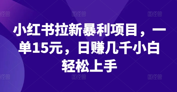 小红书拉新暴利项目，一单15元，日赚几千小白轻松上手【揭秘】-轻创网
