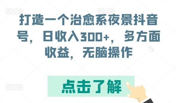 打造一个治愈系夜景抖音号，日收入300+，多方面收益，无脑操作【揭秘】-轻创网