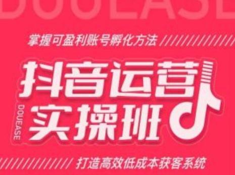 抖音运营实操班，掌握可盈利账号孵化方法，打造高效低成本获客系统-轻创网