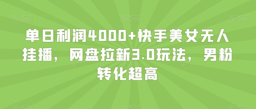 单日利润4000+快手美女无人挂播，网盘拉新3.0玩法，男粉转化超高【揭秘】-轻创网