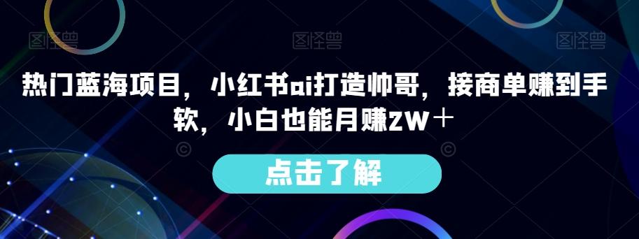 热门蓝海项目，小红书ai打造帅哥，接商单赚到手软，小白也能月赚2W＋-轻创网
