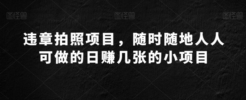 违章拍照项目，随时随地人人可做的日赚几张的小项目-轻创网