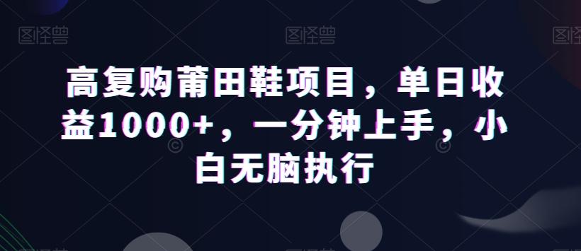 高复购莆田鞋项目，单日收益1000+，一分钟上手，小白无脑执行-轻创网