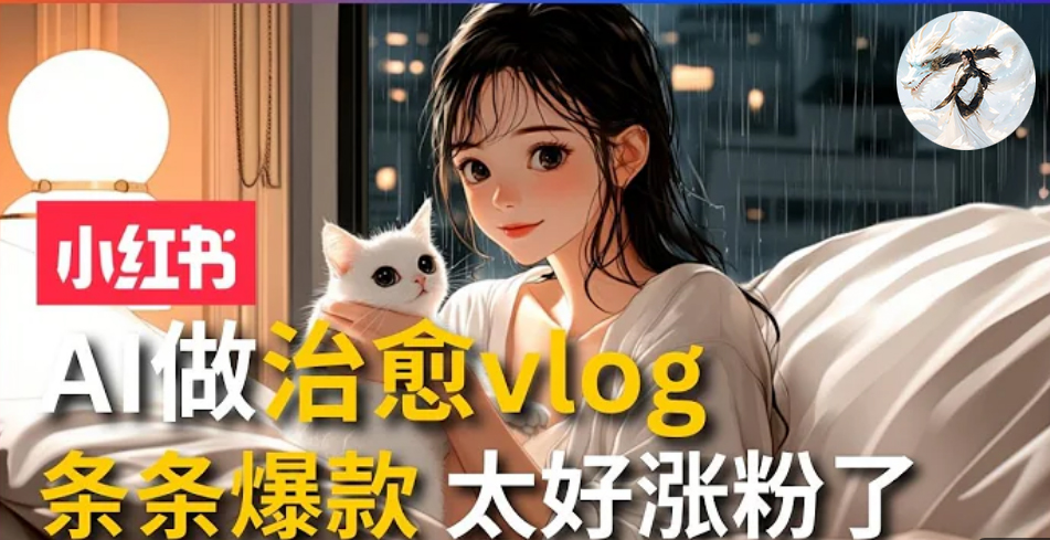 AI治愈系vlog动画视频，小红书1个月轻松涨粉破万，商单报价1500+日入2000+-轻创网