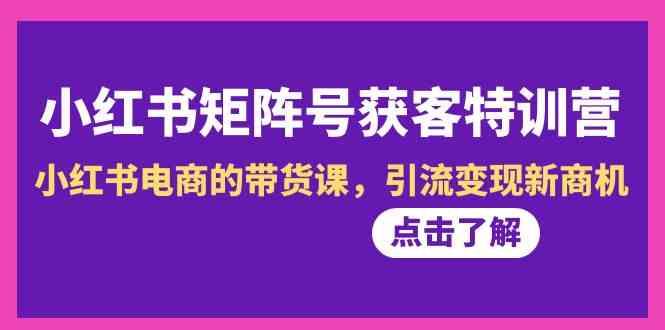 小红书矩阵号获客特训营-第10期，小红书电商的带货课，引流变现新商机-轻创网