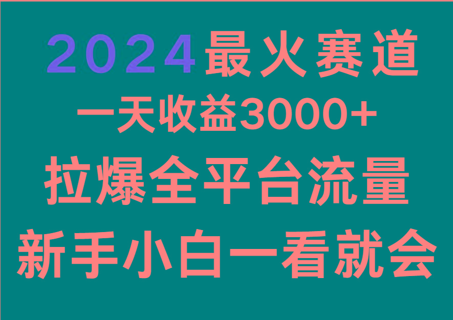 2024最火赛道，一天收一3000+.拉爆全平台流量，新手小白一看就会-轻创网