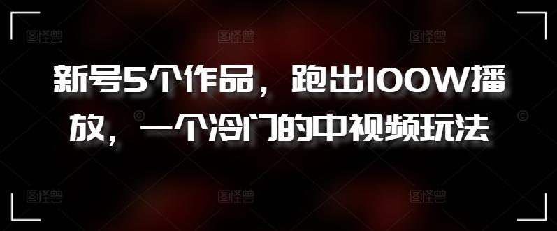 新号5个作品，跑出100W播放，一个冷门的中视频玩法【揭秘】-轻创网