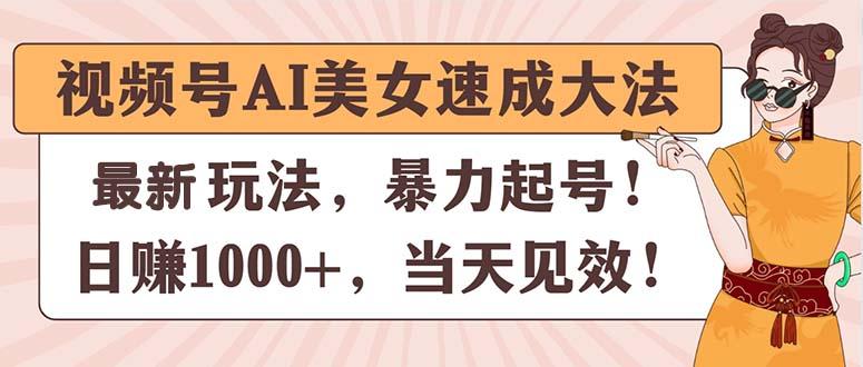 视频号AI美女速成大法，暴力起号，日赚1000+，当天见效-轻创网