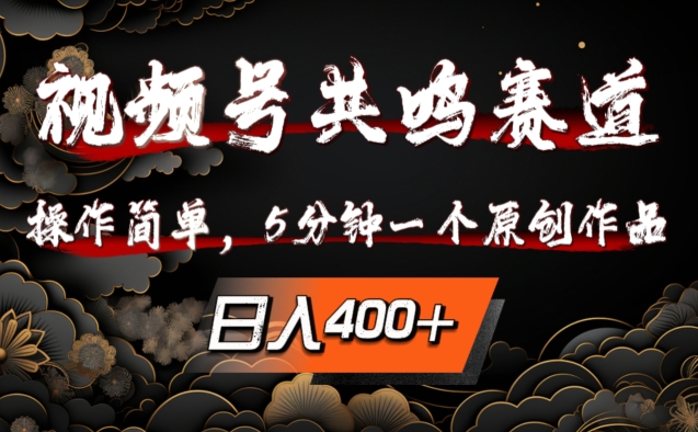 视频号共鸣赛道，操作简单，5分钟1个原创作品，日入几张【揭秘】-轻创网