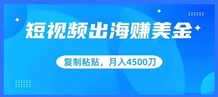 短视频出海赚美金，复制粘贴批量操作，小白轻松掌握，月入4500美刀【揭秘】-轻创网