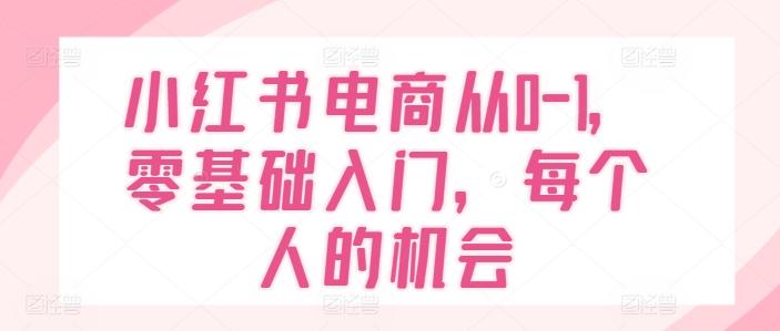 小红书电商从0-1，零基础入门，每个人的机会-轻创网