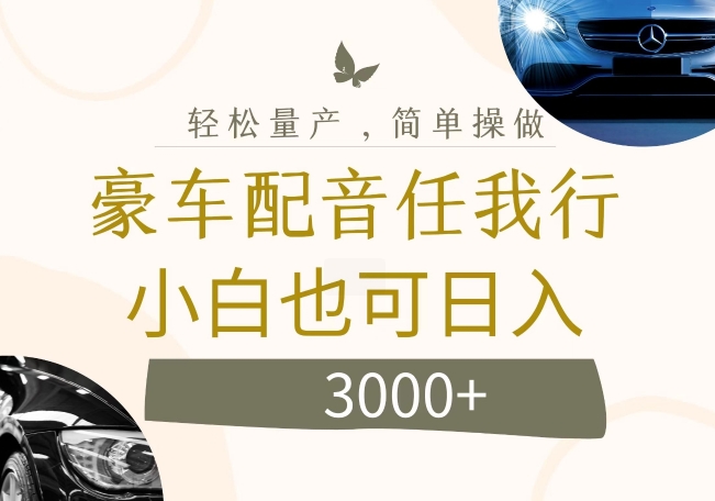 不为人知的暴力小项目，豪车配音，日入几张【揭秘】-轻创网