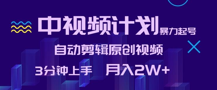 中视频计划暴力起号，自动剪辑原创视频，3分钟上手，月入2W+【揭秘】-轻创网