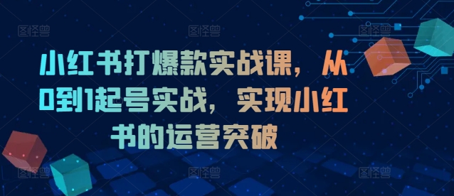 小红书打爆款实战课，从0到1起号实战，实现小红书的运营突破-轻创网