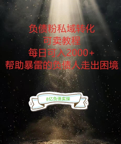 负债粉掘金计划，帮助负债者解决问题，债务规划，债务重组，最好的变现方式【揭秘】-轻创网