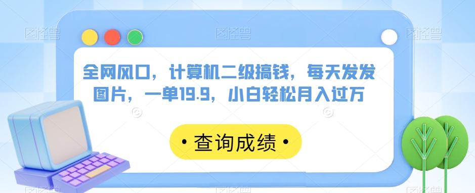 全网风口，计算机二级搞钱，每天发发图片，一单19.9，小白轻松月入过万【揭秘】-轻创网