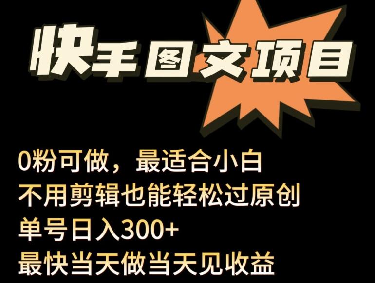 24年最新快手图文带货项目，零粉可做，不用剪辑轻松过原创单号轻松日入300+【揭秘】-轻创网