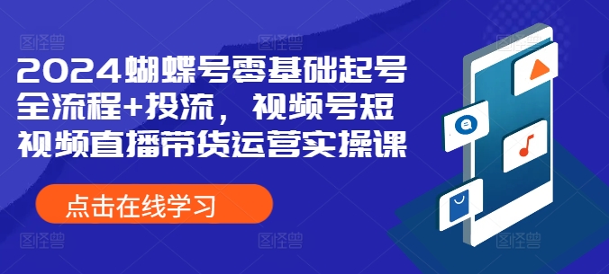 2024蝴蝶号零基础起号全流程+投流，视频号短视频直播带货运营实操课-轻创网