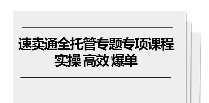 速卖通 全托管专题专项课程，实操 高效 爆单(11节课-轻创网
