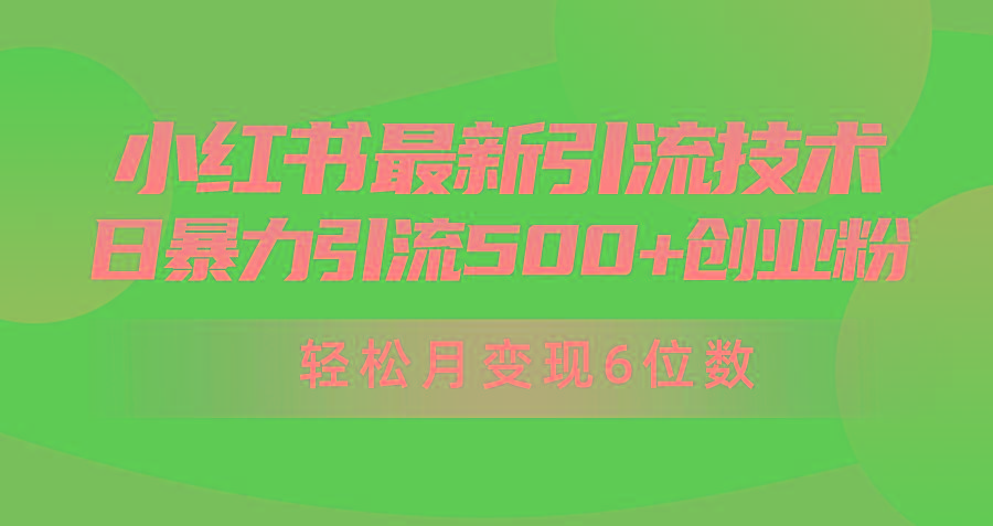 (9871期)日引500+月变现六位数24年最新小红书暴力引流兼职粉教程-轻创网